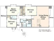 【神奈川県/川崎市多摩区宿河原】向ヶ丘遊園東ガーデンハウス弐番館 間取り図