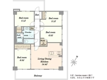 【神奈川県/川崎市麻生区東百合丘】リエス東百合丘 間取り図
