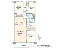 【東京都/府中市押立町】コープ野村府中武蔵野台 3号棟 間取り図