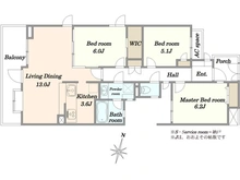 【東京都/町田市玉川学園】コスモ玉川学園前 間取り図