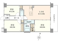 【神奈川県/横浜市港北区新羽町】クリオ新横浜北参番館 間取り図