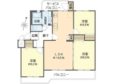 【神奈川県/横須賀市グリーンハイツ】湘南長沢グリーンハイツ 7‐3号棟 間取り図