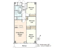【東京都/世田谷区弦巻】三井馬事公苑南ハイツ 間取り図