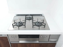 【東京都/荒川区東日暮里】ライオンズマンション東日暮里第二 キッチン：三口コンロ