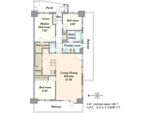【埼玉県/越谷市大字大里】ミオカステーロ北越谷 間取り図