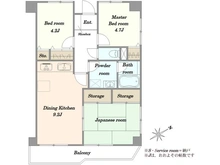 【埼玉県/蕨市北町】ライオンズマンション蕨 間取り図
