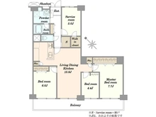 【埼玉県/越谷市大字大房】北越谷スカイハイツ 1号棟 間取り図