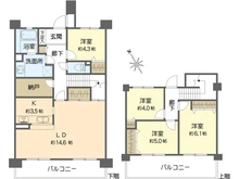 【大阪府/吹田市千里山竹園】パインフィールド緑地公園 間取り図