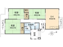 【大阪府/吹田市山田西】山田西B団地 A14棟 間取り図