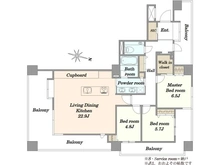 【東京都/港区赤坂】ヴェーゼント赤坂新坂 間取り図