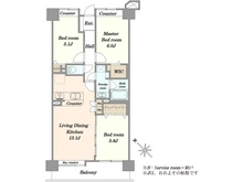 【神奈川県/川崎市多摩区宿河原】向ヶ丘遊園東ガーデンハウス弐番館 間取り図