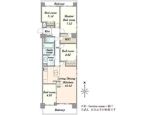 【神奈川県/川崎市中原区今井仲町】コスモ武蔵小杉ラフィネ 間取り図