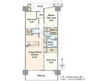 【埼玉県/戸田市川岸】ビィオルド戸田公園 間取り図