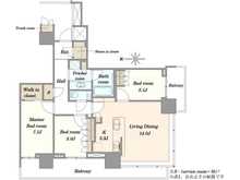 【東京都/中央区晴海】ザ・パークハウス晴海タワーズクロノレジデンス 間取り図