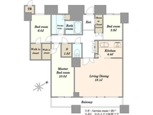 【東京都/中央区勝どき】THE TOKYO TOWERS SEA TOWER 間取り図