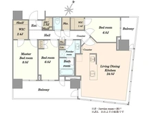 【東京都/中央区勝どき】パークタワー勝どきミッド 間取り図