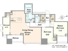 【東京都/千代田区内神田】クラッシィハウス大手町ザ・スイート 間取り図