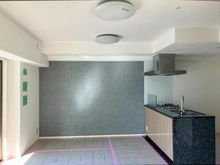 【東京都/荒川区西尾久】プレシス田端ノワール LDK：※リフォームの為、フローリング養生中