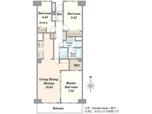 【東京都/足立区大谷田】ボナハイツ中川1号棟 間取り図