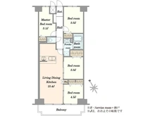 【埼玉県/北本市朝日】ワコーレロイヤルガーデン北本　F棟 間取り図