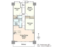 【千葉県/船橋市芝山】レクセルマンション飯山満 間取り図