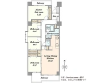 【千葉県/千葉市稲毛区小中台町】稲毛スカイタウン やすらぎの街8号館 間取り図
