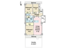 【千葉県/松戸市新松戸】サンライトパストラル六番街D棟 間取り図
