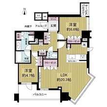 【大阪府/大阪市中央区北浜東】パークタワー北浜 間取り図