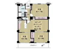 【大阪府/吹田市山田西】千里一条池スカイハイツB棟 間取り図