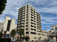 【東京都/台東区寿】グリーンキャピタル浅草 外観：地上12階建・タイル貼りのマンションです。