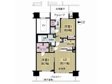 【大阪府/大阪市東住吉区中野】ユニハイム駒川中野レジデンス 間取り図