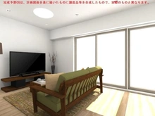 【千葉県/千葉市中央区千葉港】千葉みなとパークハウス弐番館 約13.0畳のリビング。