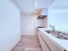 【東京都/台東区池之端】ザ・パークハウス池之端 新規交換されたシステムキッチン。ディスポーザーや、調理にも便利な浄水器など機能的な設備が揃います。