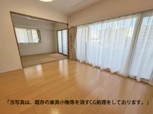 【千葉県/松戸市日暮】エクセレント八柱駅前 お隣の和室との間仕切りを開放することで広々とした空間に。こちらはCG加工で家具を消しております。