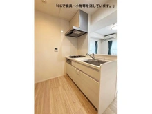 【東京都/荒川区荒川】ダイアパレス三ノ輪 開放感のある対面キッチンで、リビングとの一体感を感じながら快適に料理ができます。家具消し加工済