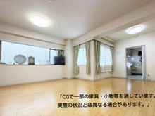 【東京都/台東区三筋】たのもきシャルム 南向き18帖LDK。二面採光が開放感を演出する明るい住空間です※家具消し加工済み