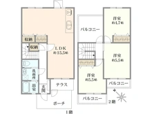 【東京都/八王子市松が谷】多摩ニュータウン松が谷団地Bテラス（1・2階） 