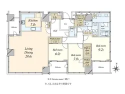 【東京都/港区白金】ザ・パークハウス白金二丁目タワー 間取り図