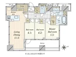 【東京都/新宿区四谷】クラッシィタワー新宿御苑 間取り図