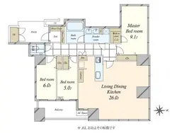 【東京都/港区港南】ワールドシティタワーズ ブリーズタワー 間取り図