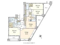 【東京都/目黒区上目黒】中目黒アトラスタワー 間取り図