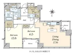 【東京都/港区白金】ザ・パークハウス白金二丁目タワー 間取り図