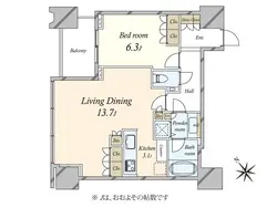 【東京都/港区三田】シティタワー麻布十番 間取り図