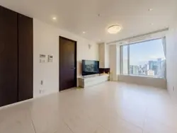 【東京都/港区赤坂】パークコート赤坂ザタワー 外観：南東向き約15.4帖タイル張りのリビング