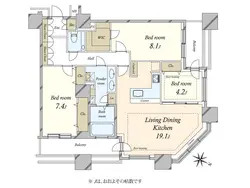 【東京都/港区芝】カテリーナ三田タワースイート イーストアーク 間取り図