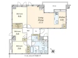 【東京都/渋谷区鉢山町】グランドメゾン代官山　THE　PARK 間取り図