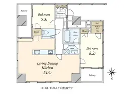【東京都/渋谷区恵比寿】グランドメゾン恵比寿の杜 間取り図