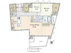 【東京都/港区南麻布】プラウド南麻布 間取り図