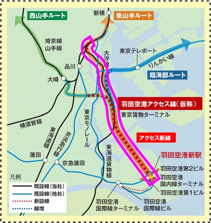 羽田空港アクセス線（仮称）ルート概要図