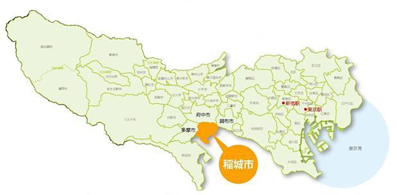 東京都における稲城市の位置 東京都における稲城市の位置